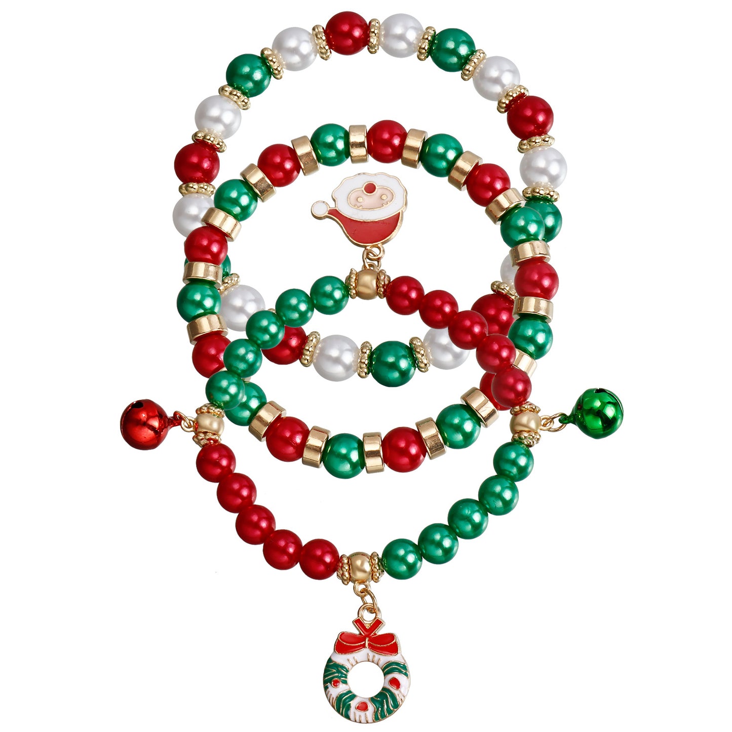 Christmas Santa Claus Color Beaded Suit Bracelets