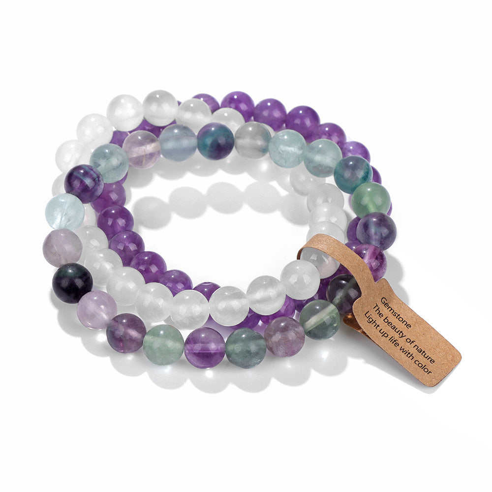 Women's Natural Stone Crystal Beads Amethyst Combination Bracelets