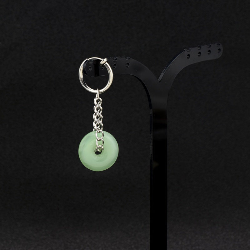 Women's & Men's Fashion Unisex Style Colored Glaze Jade Peace Buckle Earrings