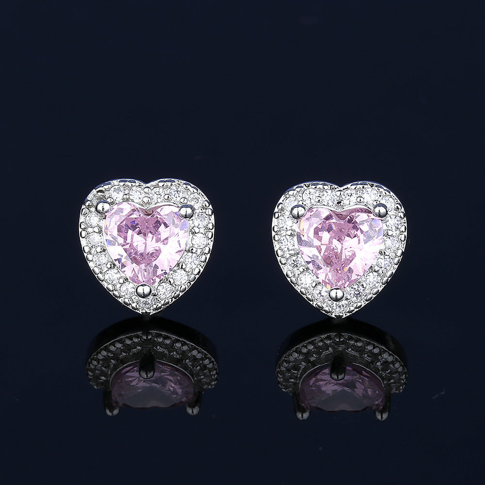 Women's Crystal Zircon Suit Fashion Love Heart-shaped Ring