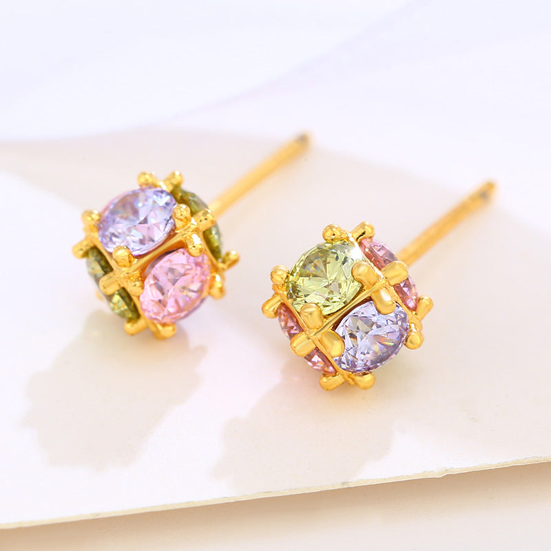 Jewelry Color Artificial Zircon Magic Ball Hydrangea Earrings