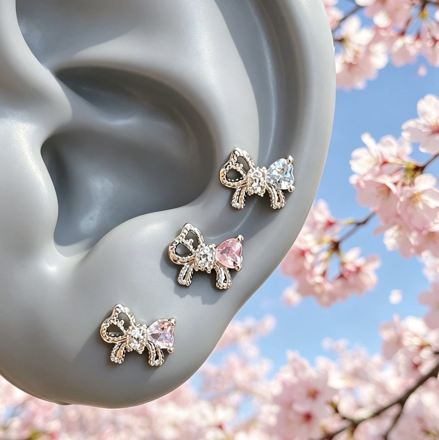 Zircon Fresh Medical Titanium Steel Ear Bone Fairy Butterfly Full Earrings