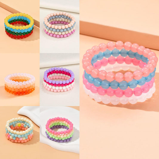 Fashion Simple Gradient Color Acrylic Beaded Bracelets