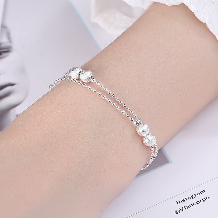 Women's Heart Double Layer Sier Anklet Style Simulation Bracelets