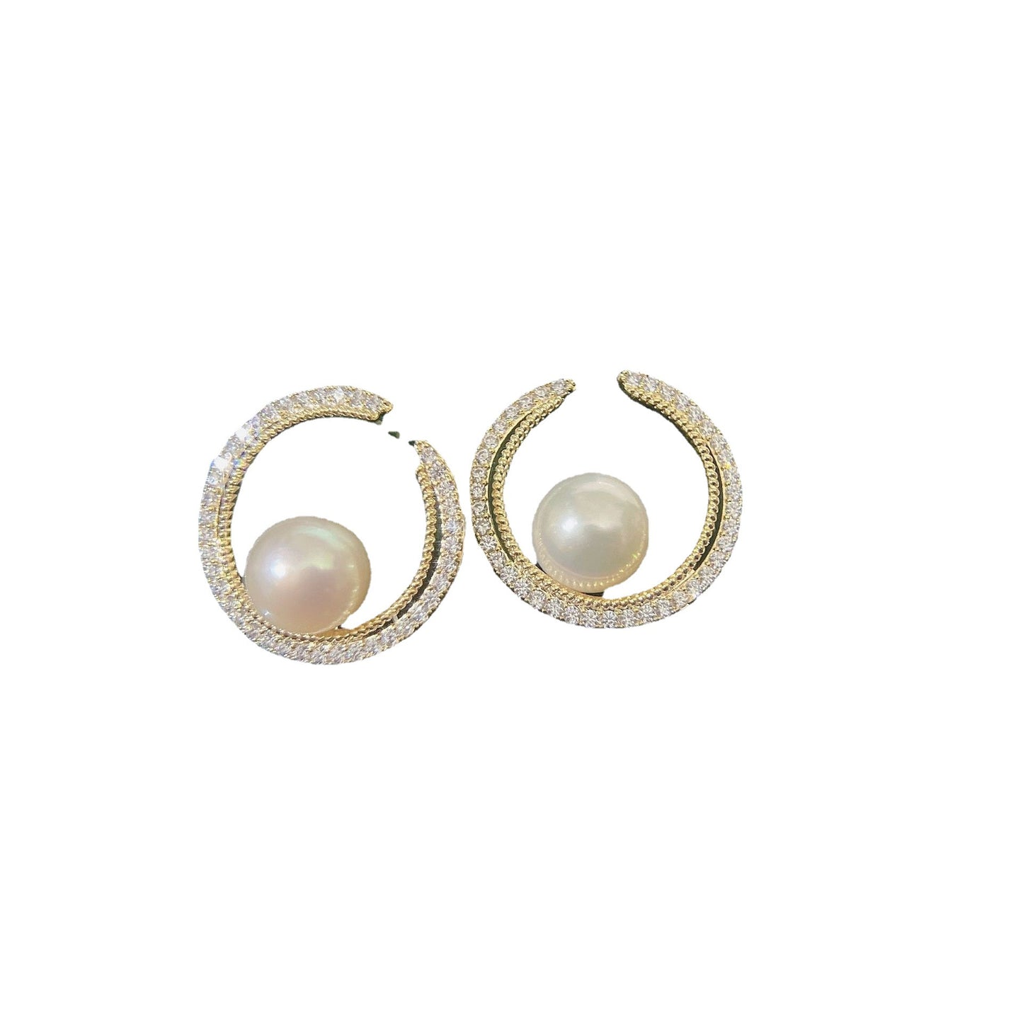 Semicircle Pearl Ear Temperament Sier Exquisite Earrings