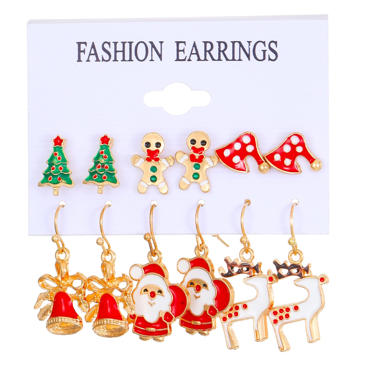 Women's Christmas Suit Drop Oil Jingling Bell Elk Tree Earings Earrings