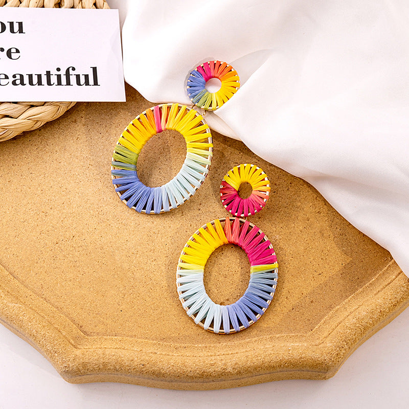 Boucles d'oreilles en cuir de couleur unie de style vacances simples