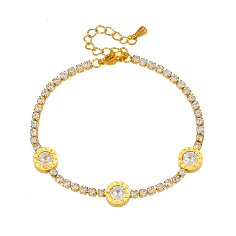 Simple Light Luxury Roman Round Accessory Titanium Bracelet