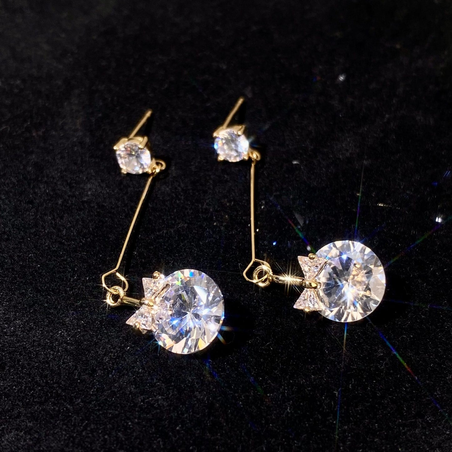 Eardrops Temperament Studded With Zircon Simple Female Earrings