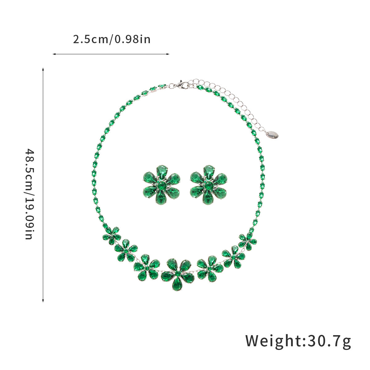 Women's Zircon Flower Water Drop Ear Two-piece Retro Graceful Personality Clavicle Necklaces