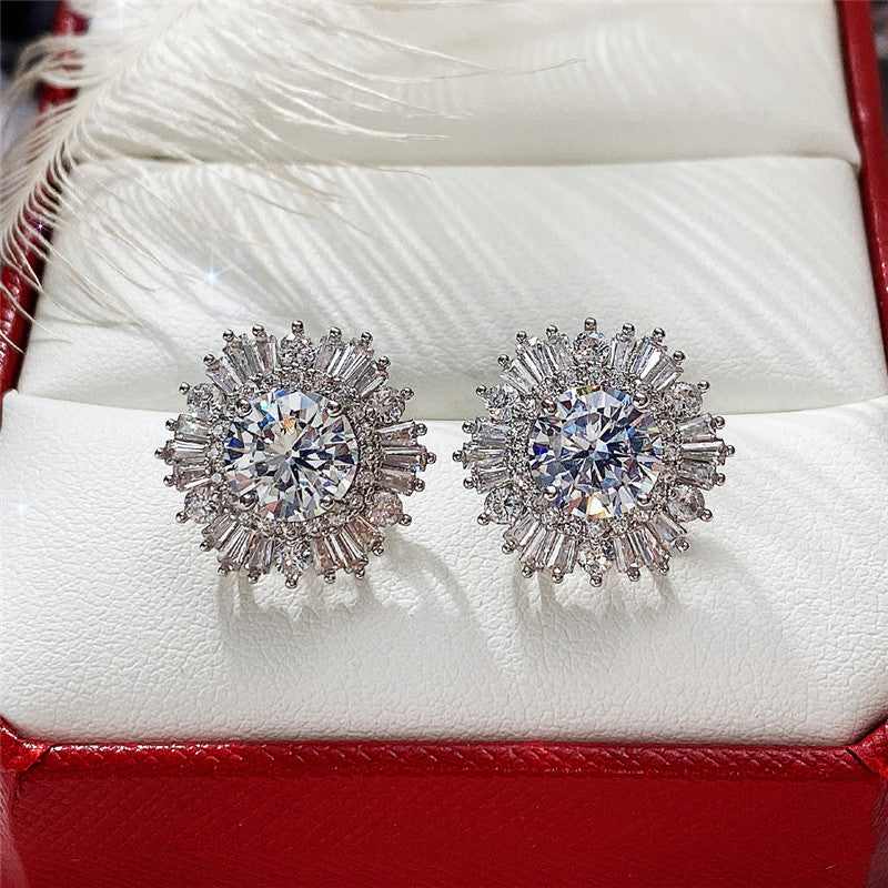 Luxury Full Rhinestone Zircon Snowflake The Earrings