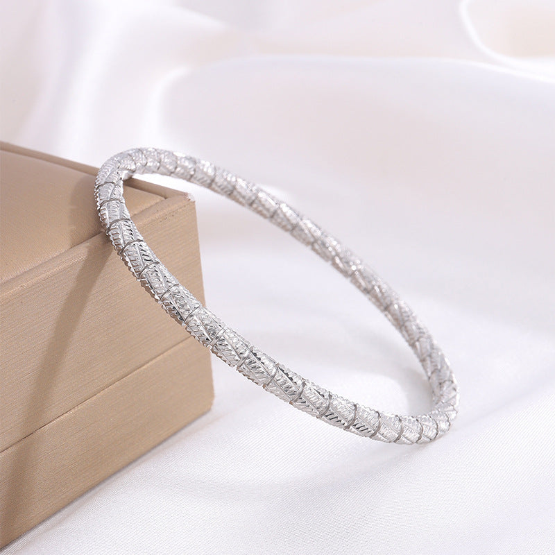 Stainless Steel Bamboo Joint Round Beads Titanium Female Bracelet