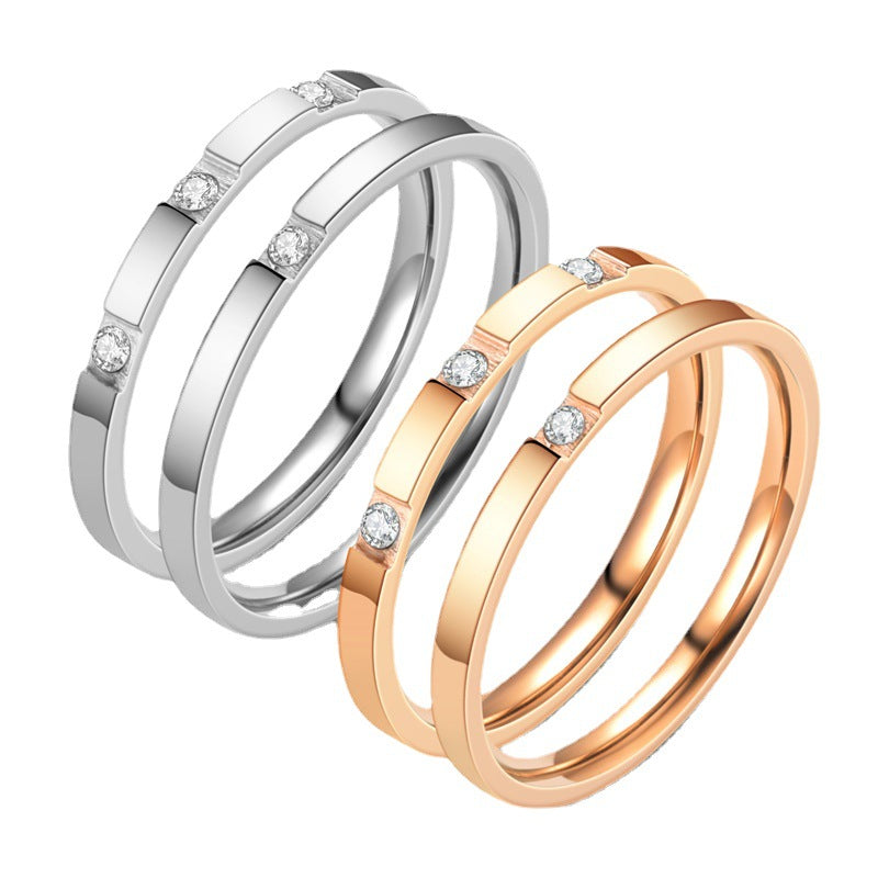 Women's Titanium Steel Fashion Colorfast Rose Gold Little Rings