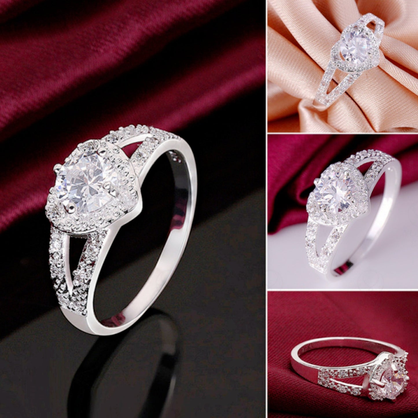 Women's Durable Fashion Heart-shaped Love Zircon Rings