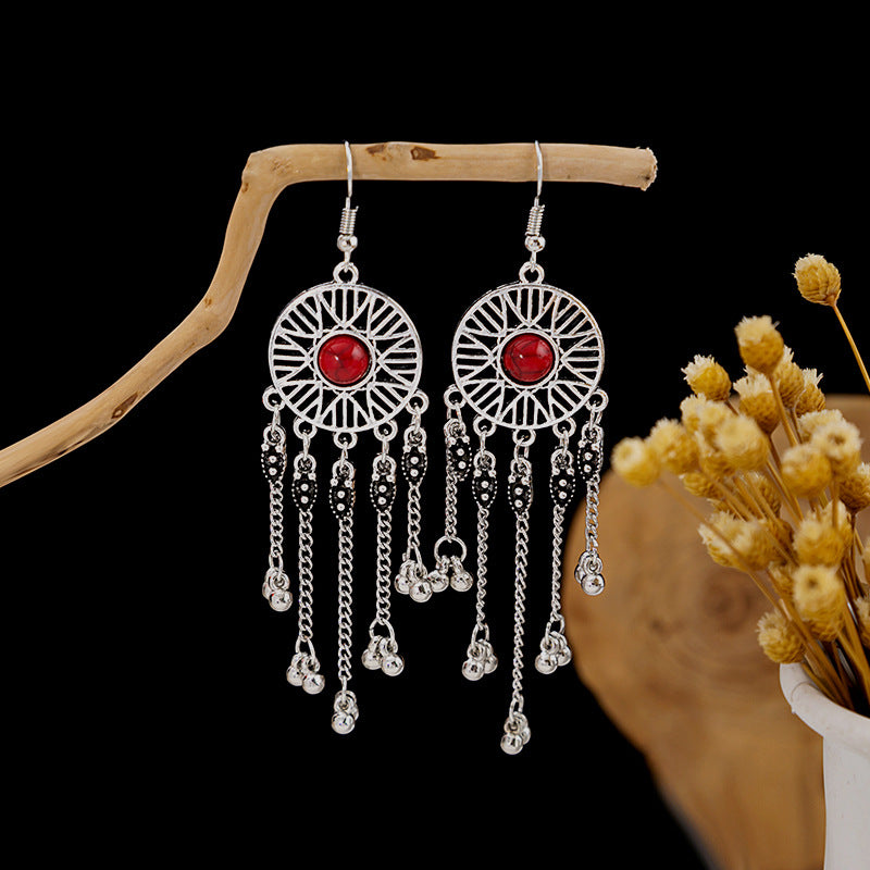 Tassel Turquoise Retro Minority Ethnic Style Earrings