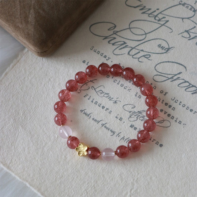 Grade Pigeon Blood Red Strawberry Quartz Female Bracelets