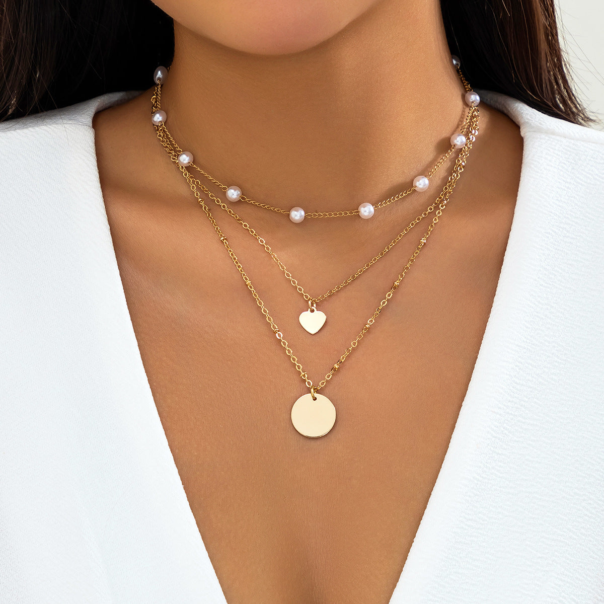 Chain Cold Style Simple Imitation Pearl Necklaces