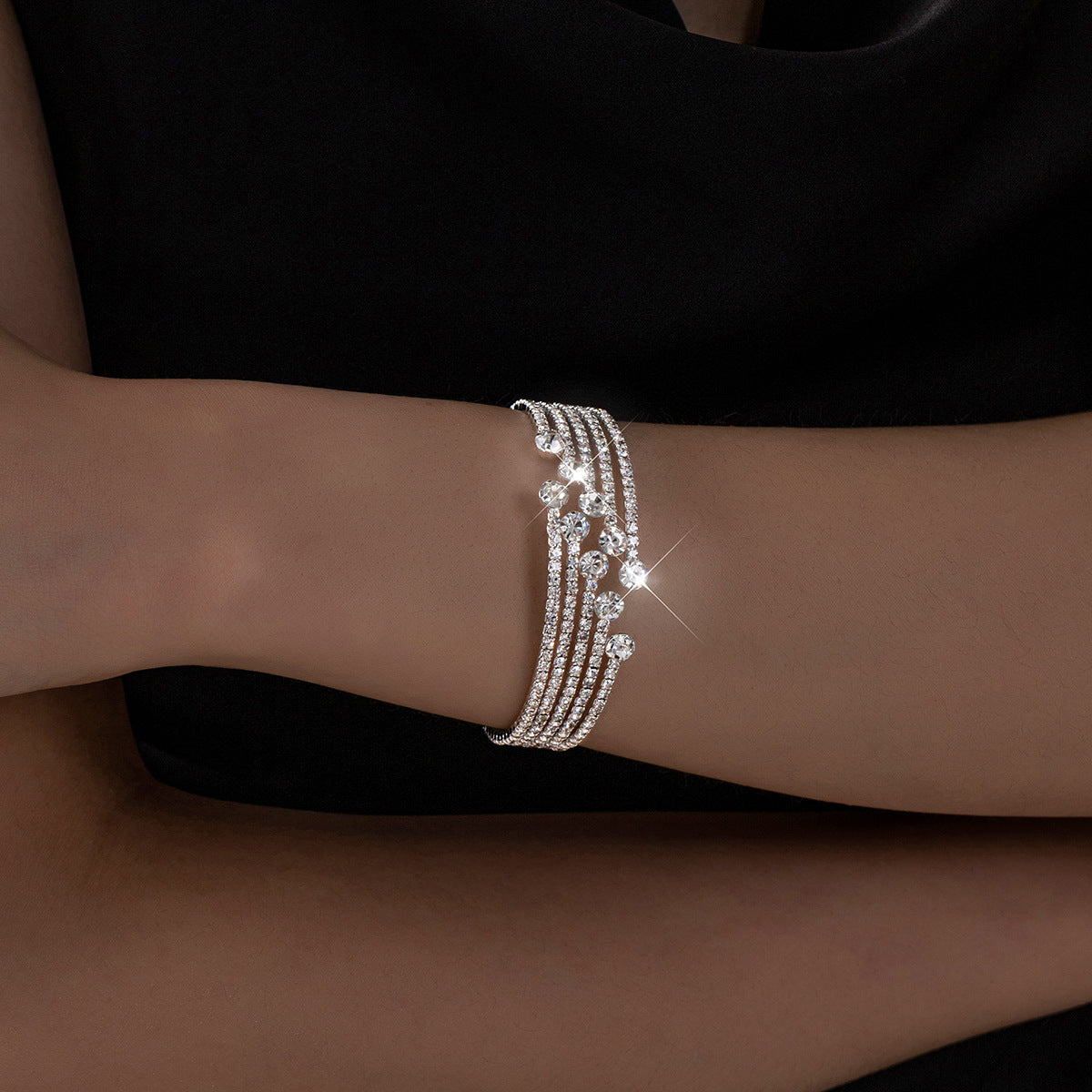 Korean Style Fashion Rhinestone Elastic Diamond Bracelet