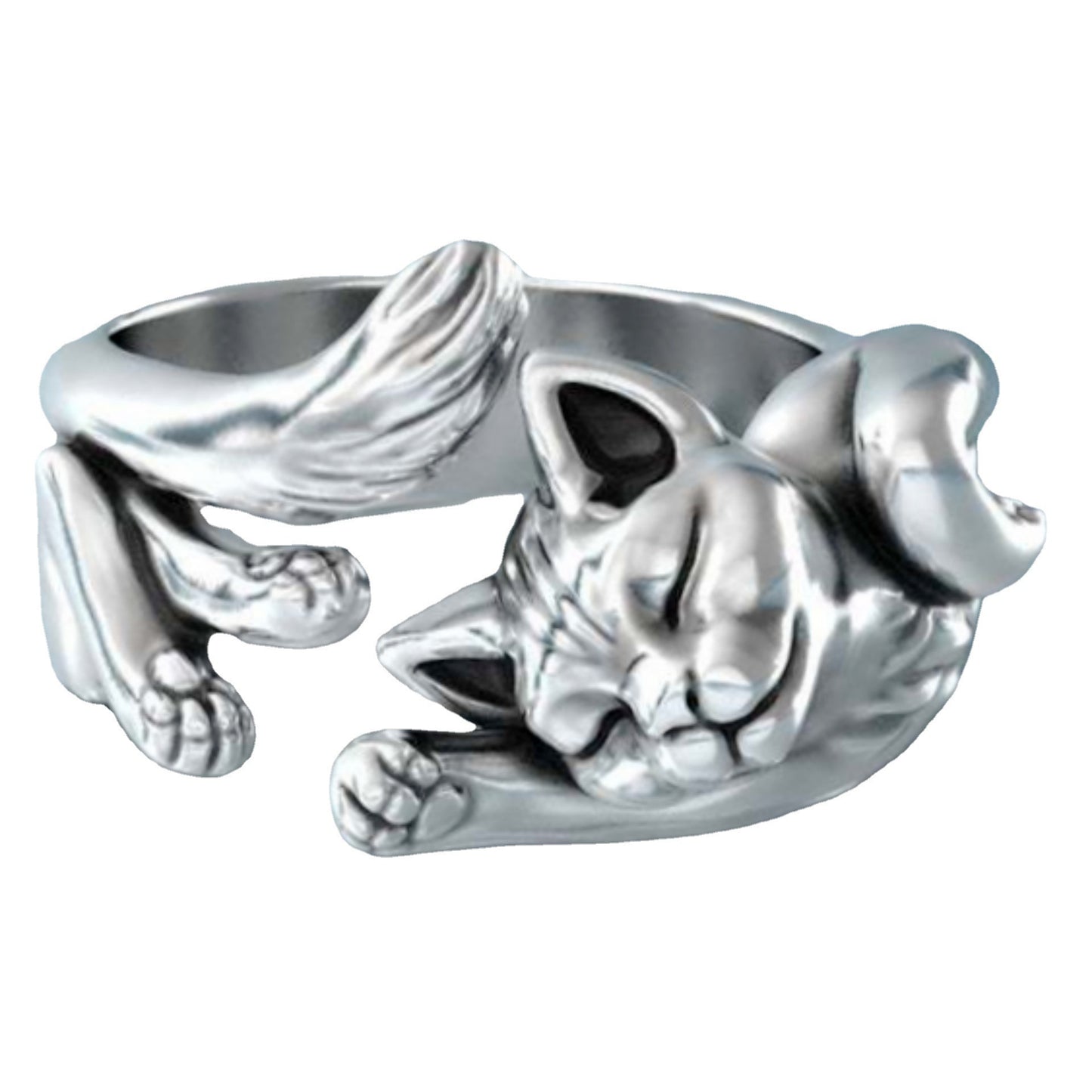 Creative Animal Kitty Open Plated Vintage Thai Rings