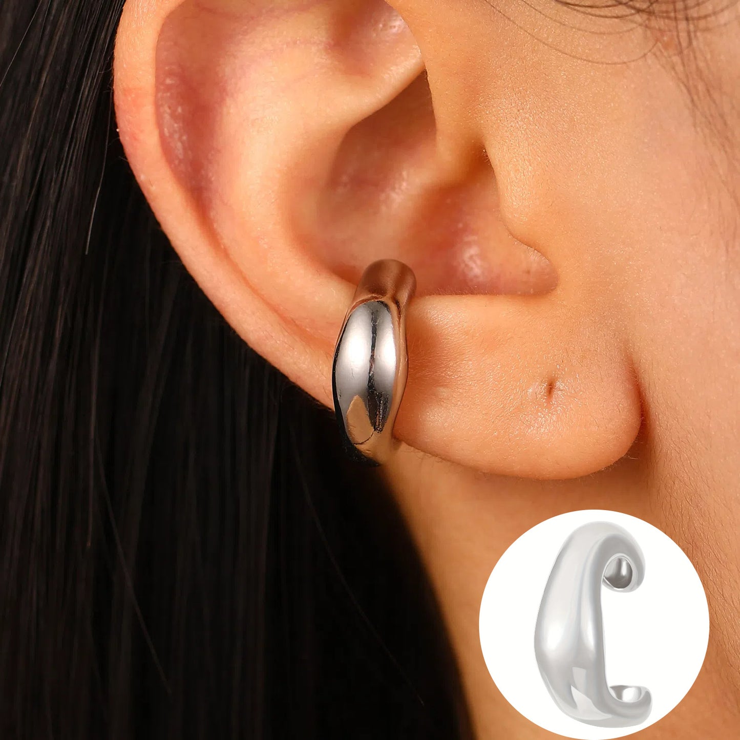 Irregular Lava Wind Shaped Open Alloy Ear Clip