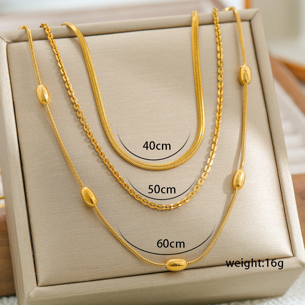 Thin Twin Snake Bone Clavicle Titanium Steel Necklace