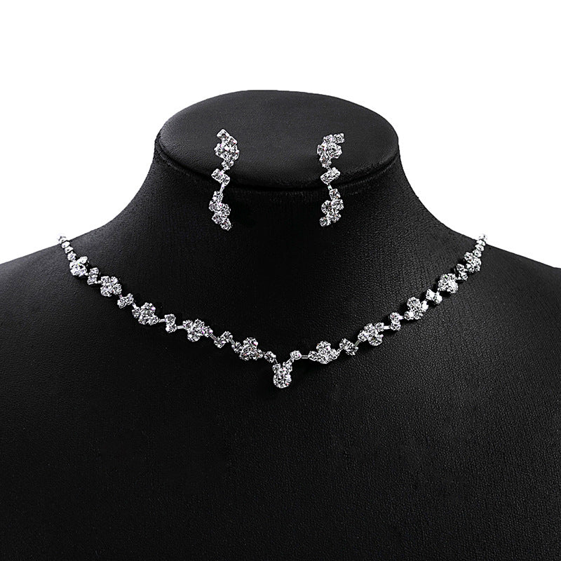 Full Diamond Water Drop Tassel Bridal Accessories Necklaces