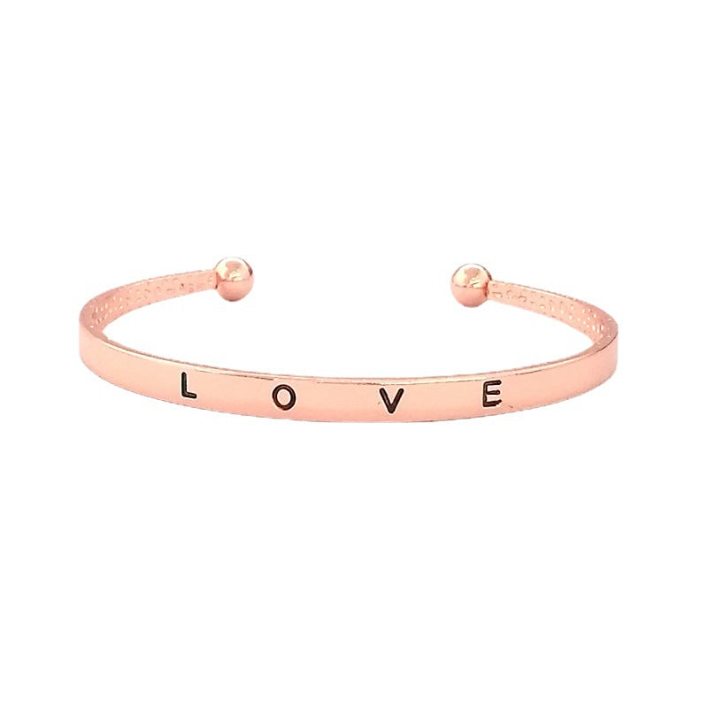 Korean Style Simple Opening Metal Lettering Bracelet