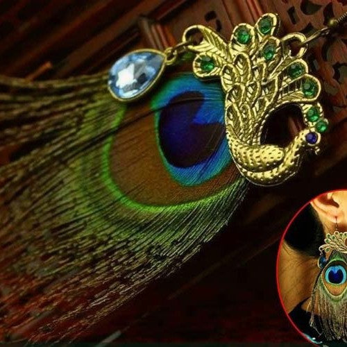 Bohemian Style Single Wear Peacock Fur Earrings