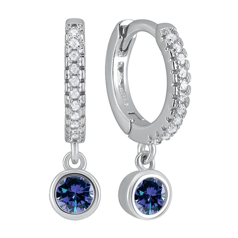 Colorful Round Zircon Female Personality Creative Geometric Fashion Ear Clip Rings