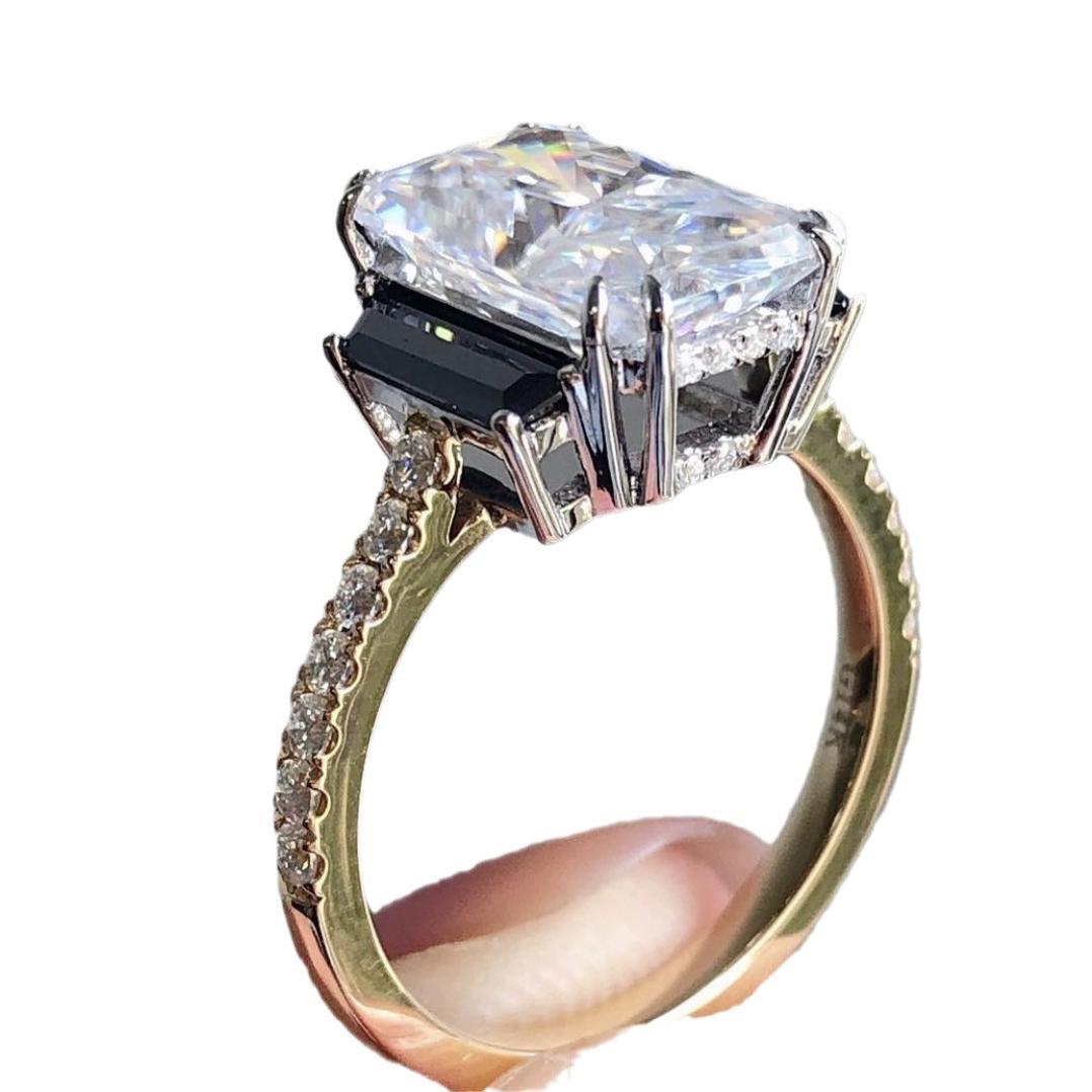 Women's Sier Inlaid Zircon Creative Square Diamond Simple Ring