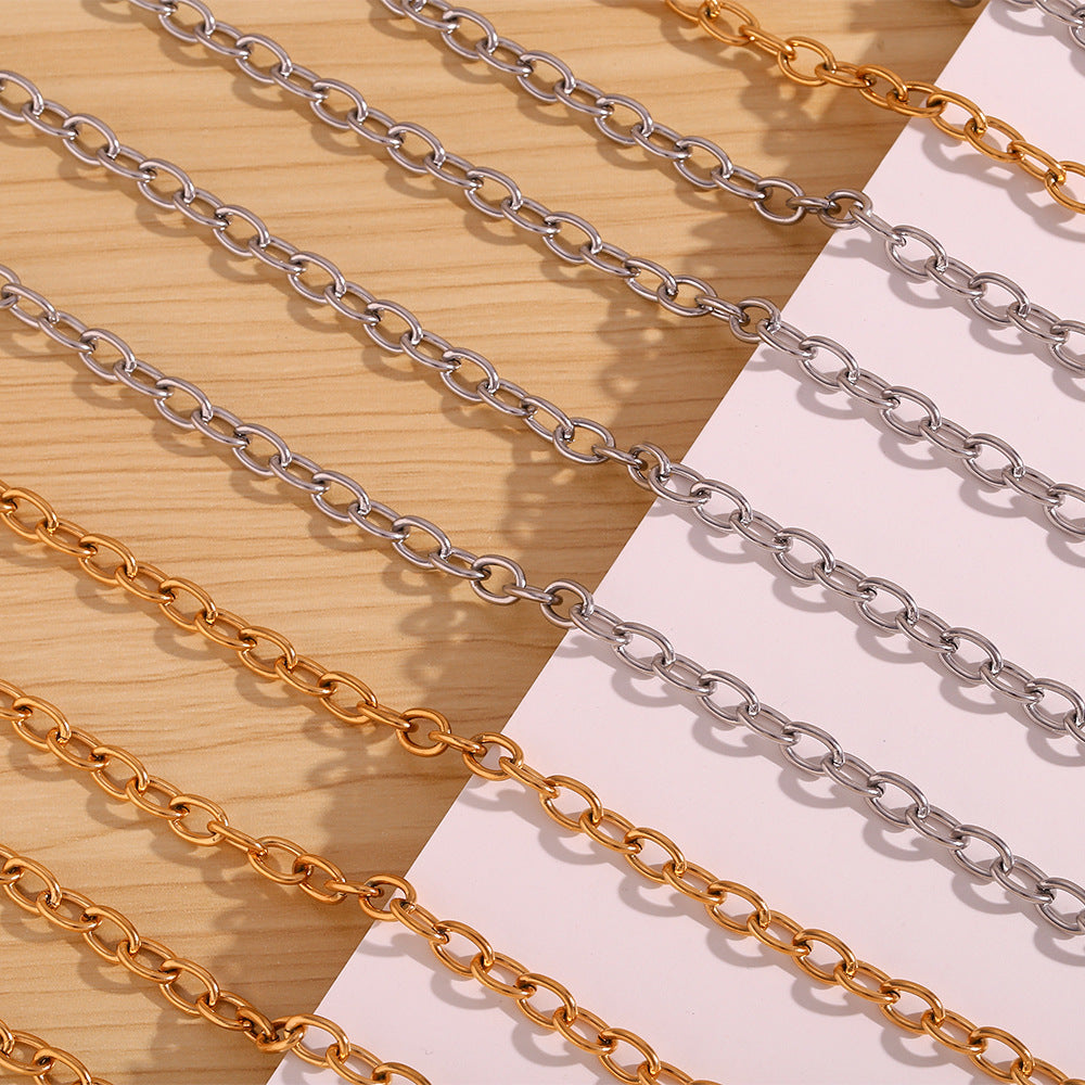 Women's Steel Choker Stainless Gold-plated Cross Chain Necklace