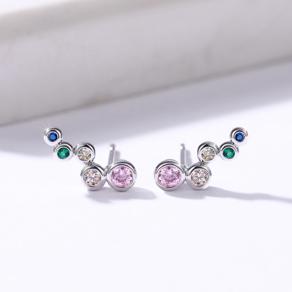 Women's Shi Elegant Shining Simple Circle Inlaid Stud Earrings