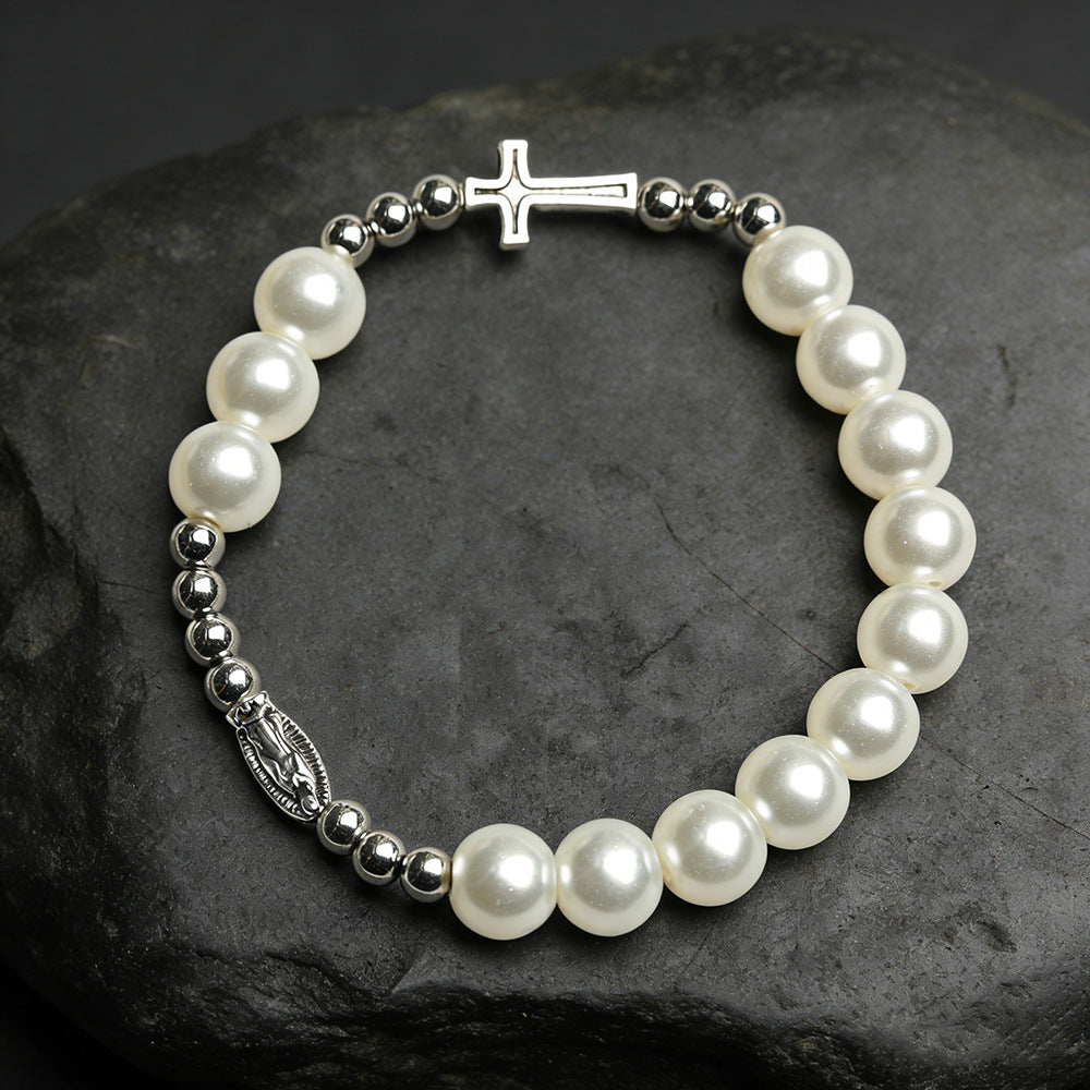 Pearl Round Beads Zinc Alloy Guadalupe Bracelets