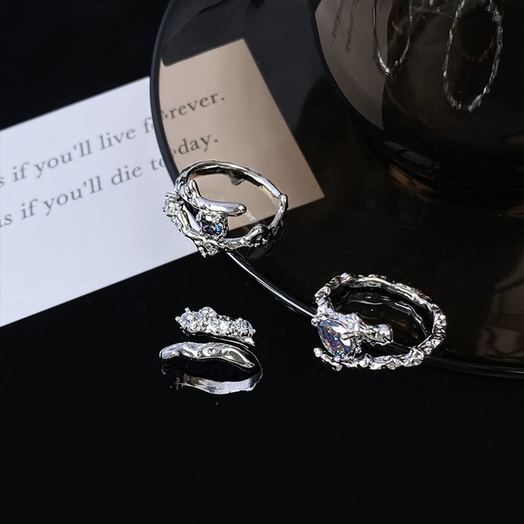Women's Irregular Three-piece Trendy Design High-grade Index Rings