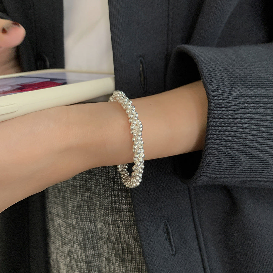 Bracelets enroulés de perles en argent pour femmes, niche de haute qualité