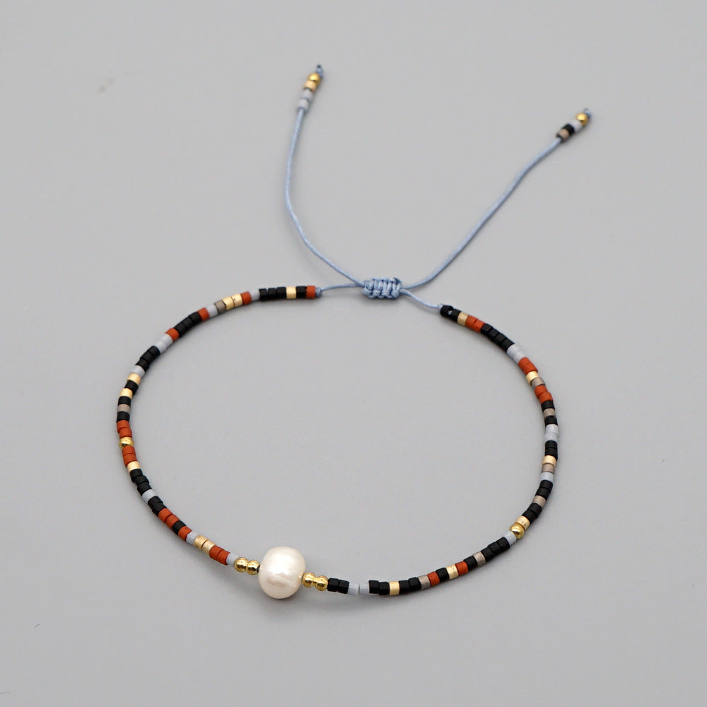Women's Small Beads Handmade Beaded Natural Freshwater Pearl Bracelets