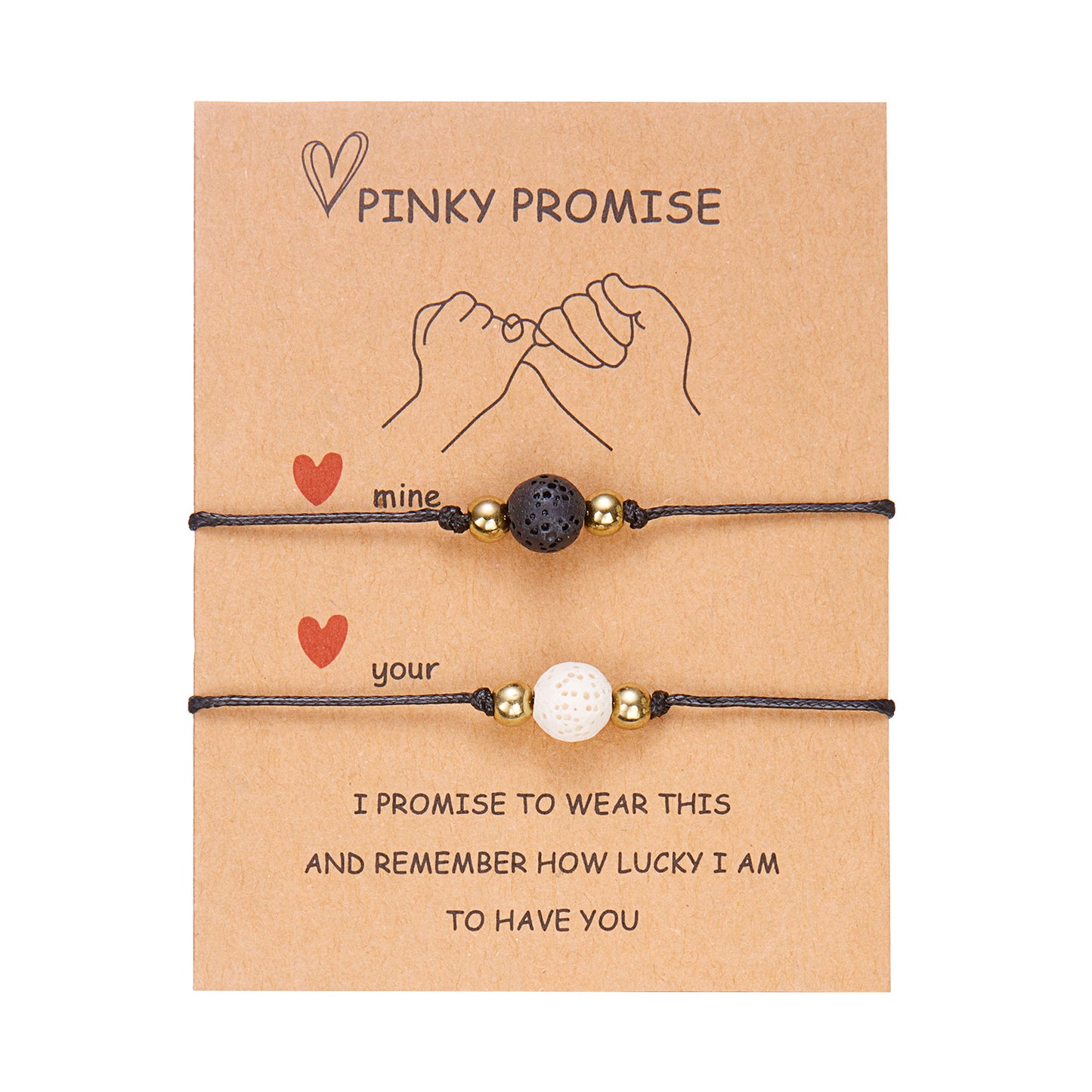 Words Volcanic Rock Sunflower 2 Woven Adjustable Couple Lucky Paper Bracelets