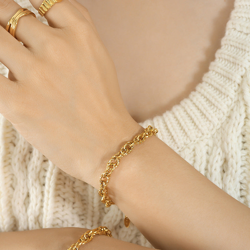 Exaggerated Thick Chain Titanium Steel Gold Bracelets