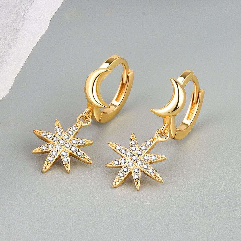 Awn Star Tassel Trendy Temperament Moon Earrings