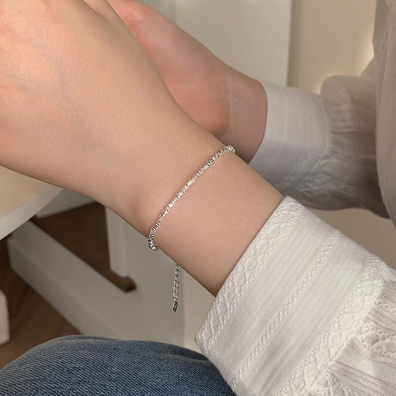 Women's Sterling Sier Broken Light Luxury Design Small Pieces Bracelet
