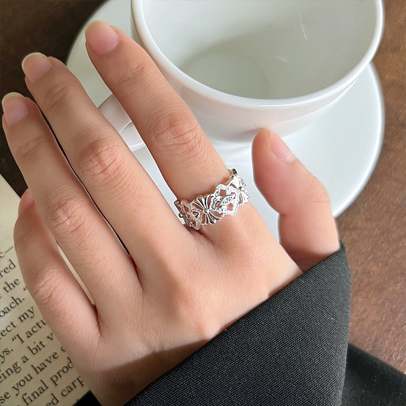Women's Lan Smiley Personality Niello Simple Versatile Opening Ring