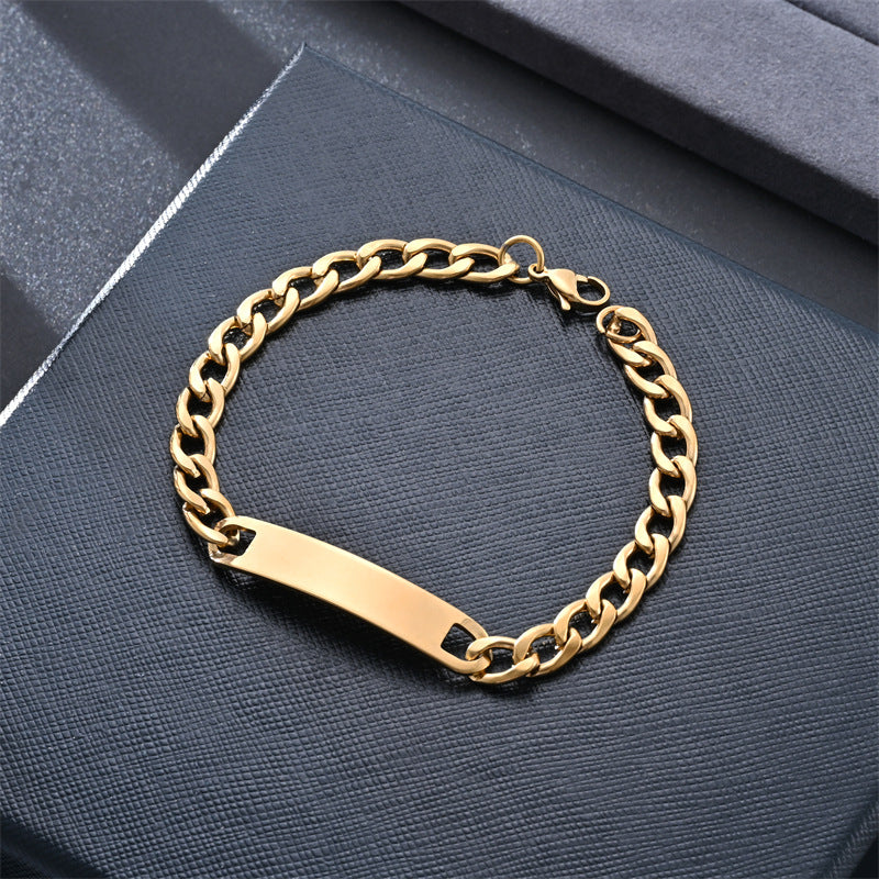 Women's & Men's Stainless Steel One-to-one Couple Curved Fashion Cuban Bracelet
