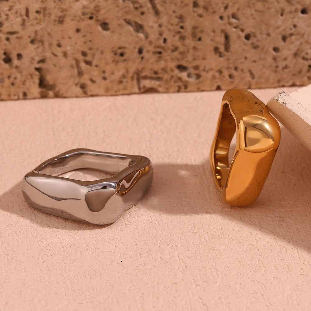 Fashion Simple Niche Stainless Steel Gold-plated Ring