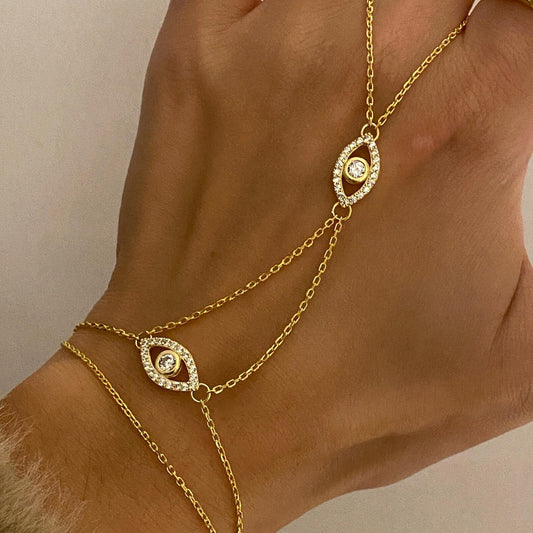 Devil's Eye Finger Chain Integrated Niche Bracelet