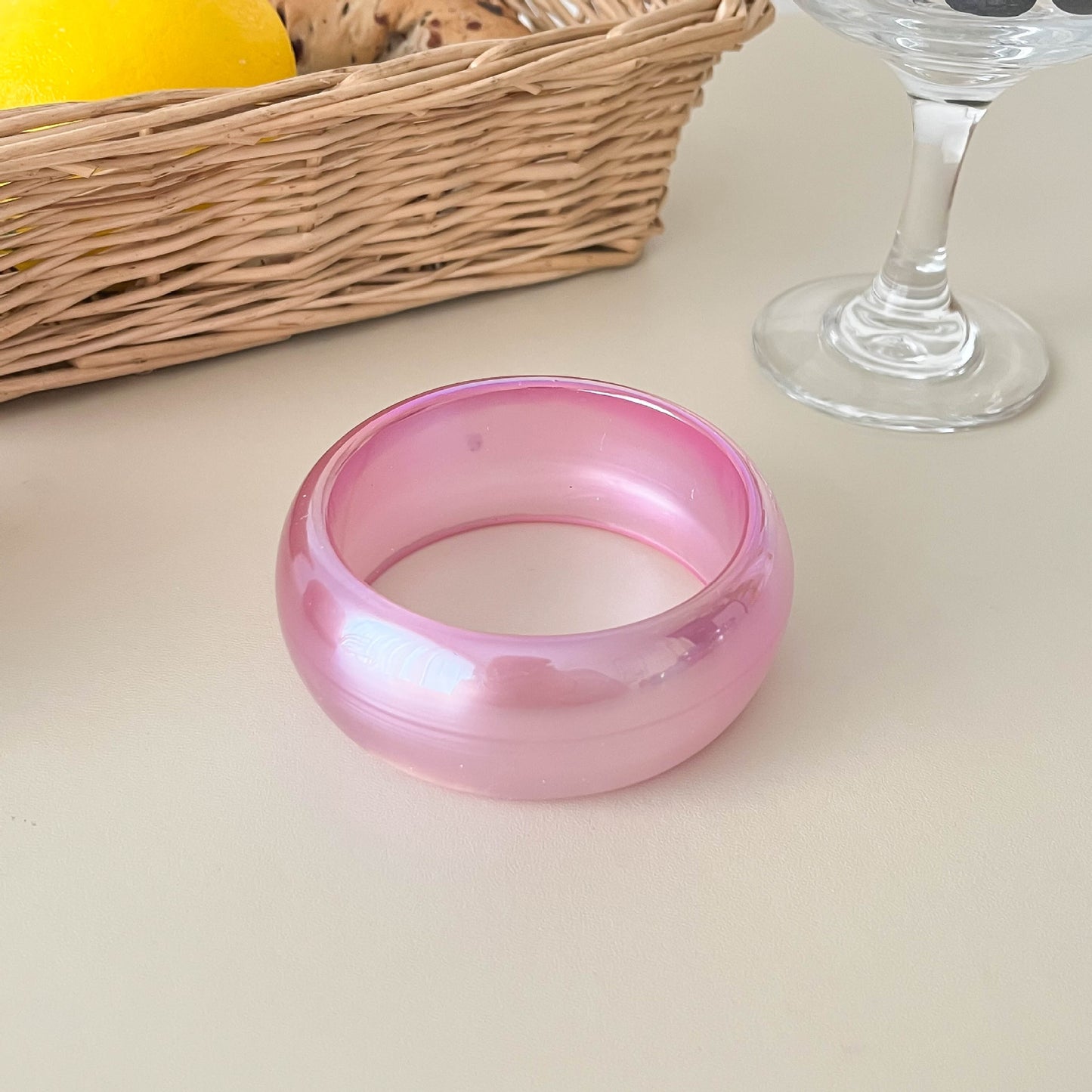 Magic Color Resin Wide Transparent Colorful Sweet Cool Style Niche Bracelet