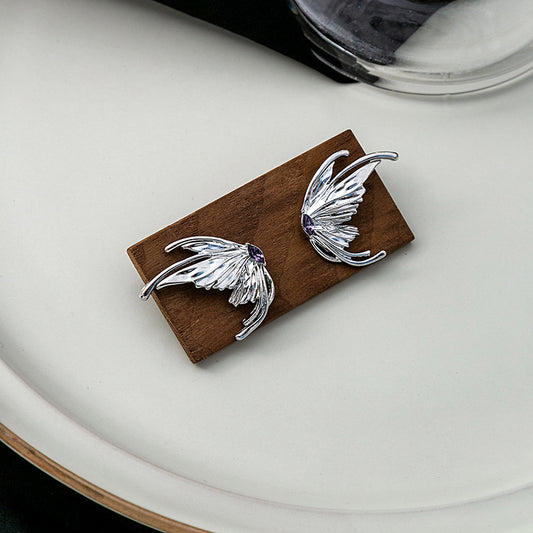 Liquid Metal Butterfly Wings Light Luxury Irregular Earrings