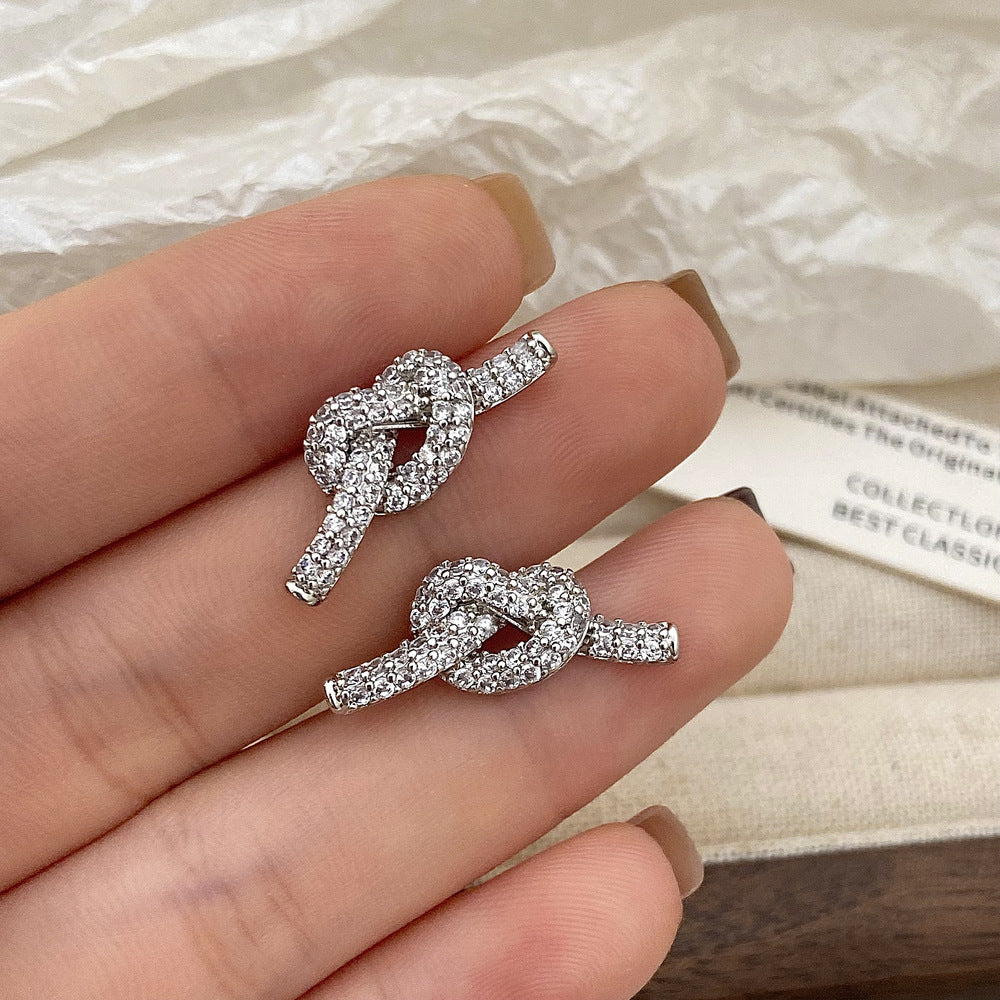 Women's Exquisite Knotted High-grade Full Diamond Micro Earrings