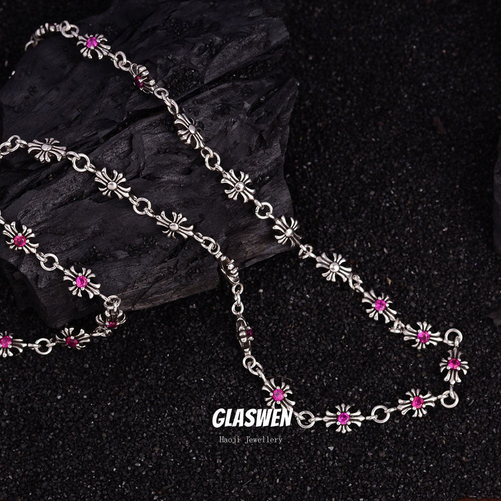 Pink Zircon Cross Vintage Female Niche Affordable Luxury Fashion Bracelets