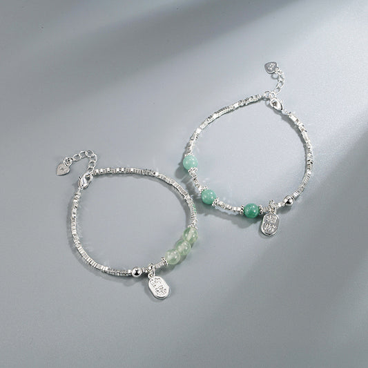 Rich Sier Square Chalcedony Lucky Fortune Bracelets