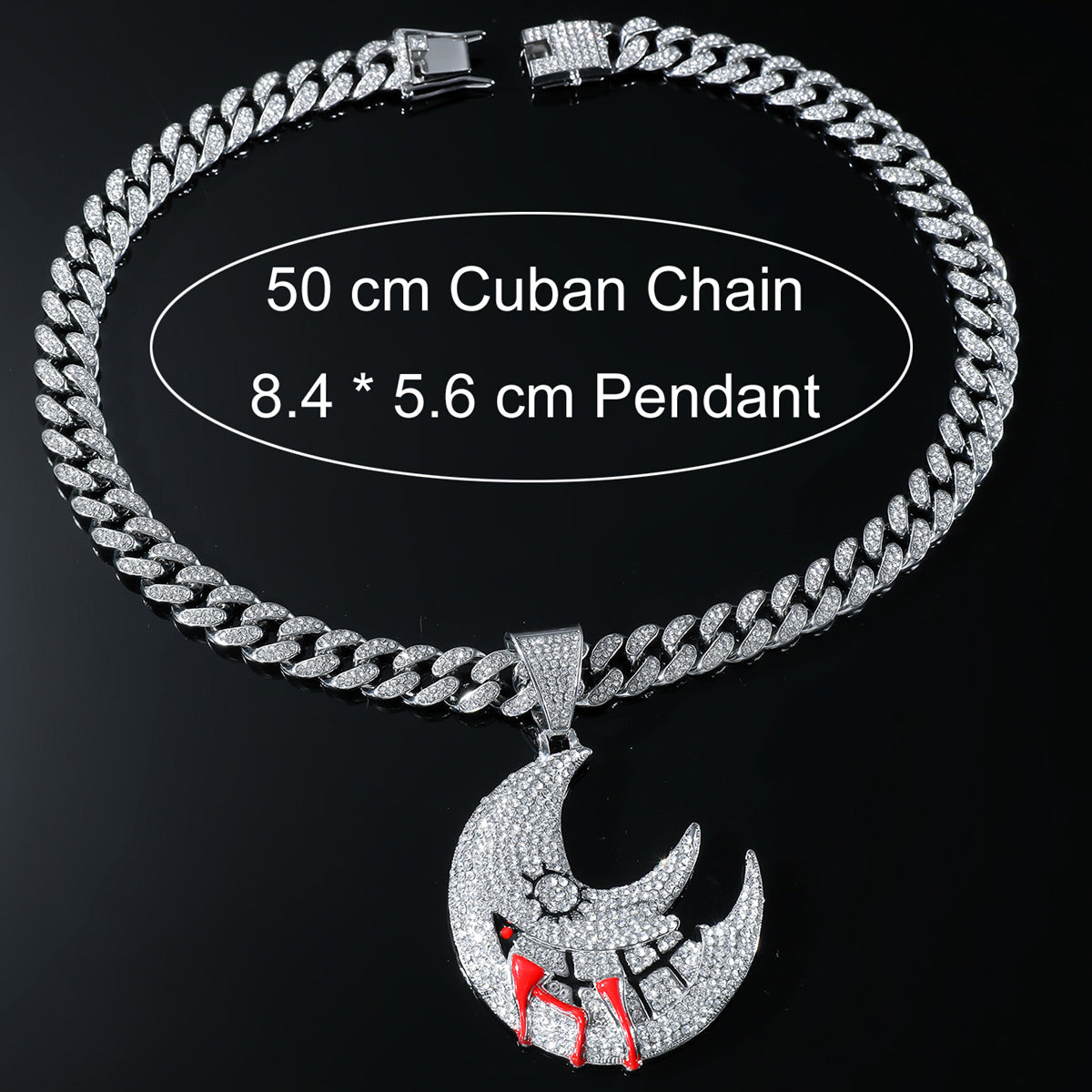 Men's Moon Pendant Personalized Full Of Diamonds Necklaces